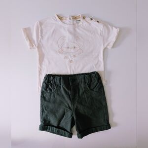 Crab Graphic Tee and Corduroy Shorts Set organic 2T
